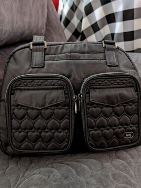 Lug Jumper 2 Carry-All Crossbody Tote Bag Quilted Hearts Black!